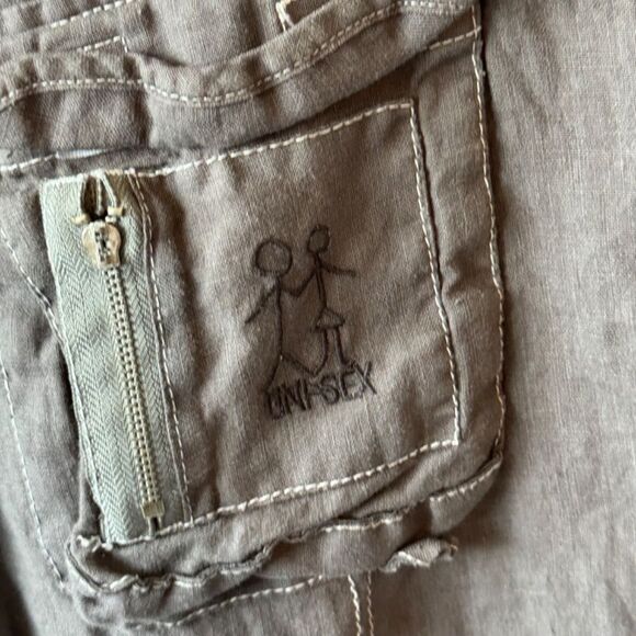 Pete + Greta Johnny Was Taupe Linen Blend Cropped Utility Cargo Pants Sz 4 - Picture 5 of 7